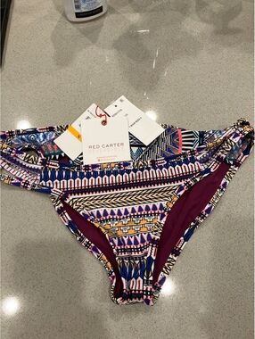 NWT Red Carter Reversible Tribal Print Bikini Bottom Size Small